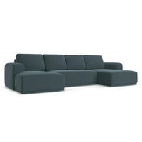 WOHNLANDSCHAFT Samt Stoff Blau - Blau/Petrol, Kunststoff/Textil (333/91/160cm) - Makamii
