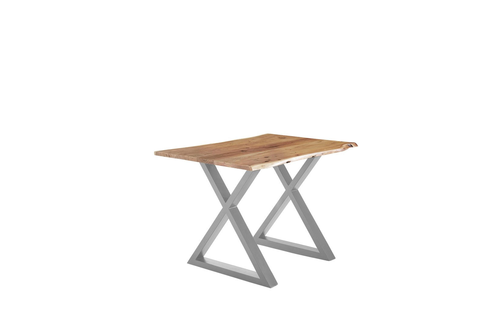 ESSTISCH LUBIN - Beige/Silberfarben, Holz/Metall (80/120/77cm) - SAM