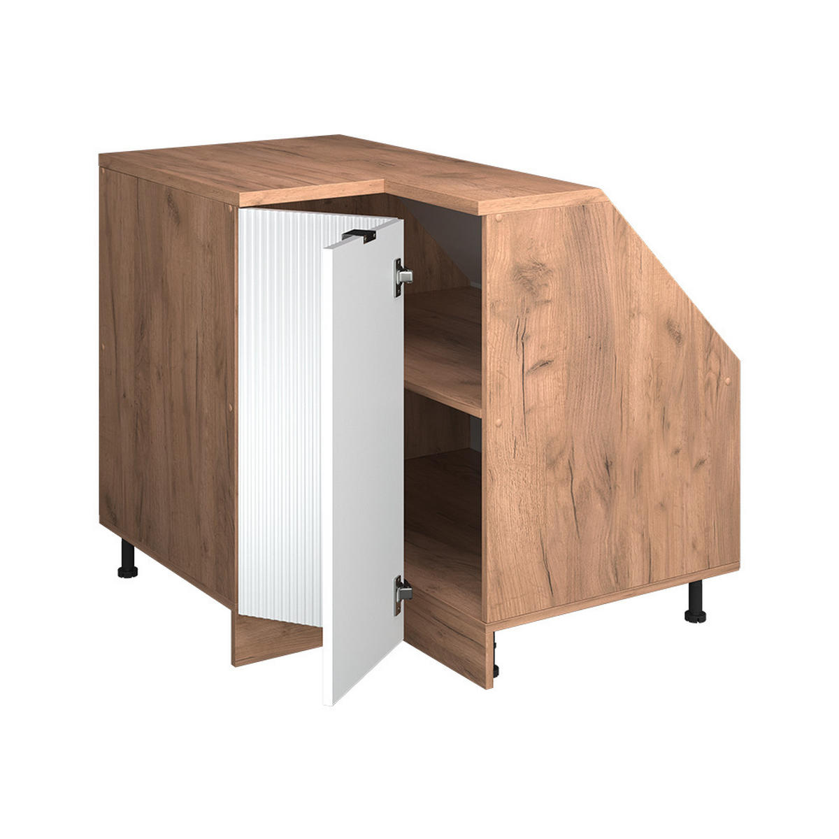KOTNI KUHINJSKI ORMAR ZA KOSINE KROVA R-Line Bijeli grebeni 75.6 cm s 1 vratima, korpus ormarića dubine 60 cm - hrast medunac/bijela, drvni materijal (75.6/83.8/60cm) - Vicco