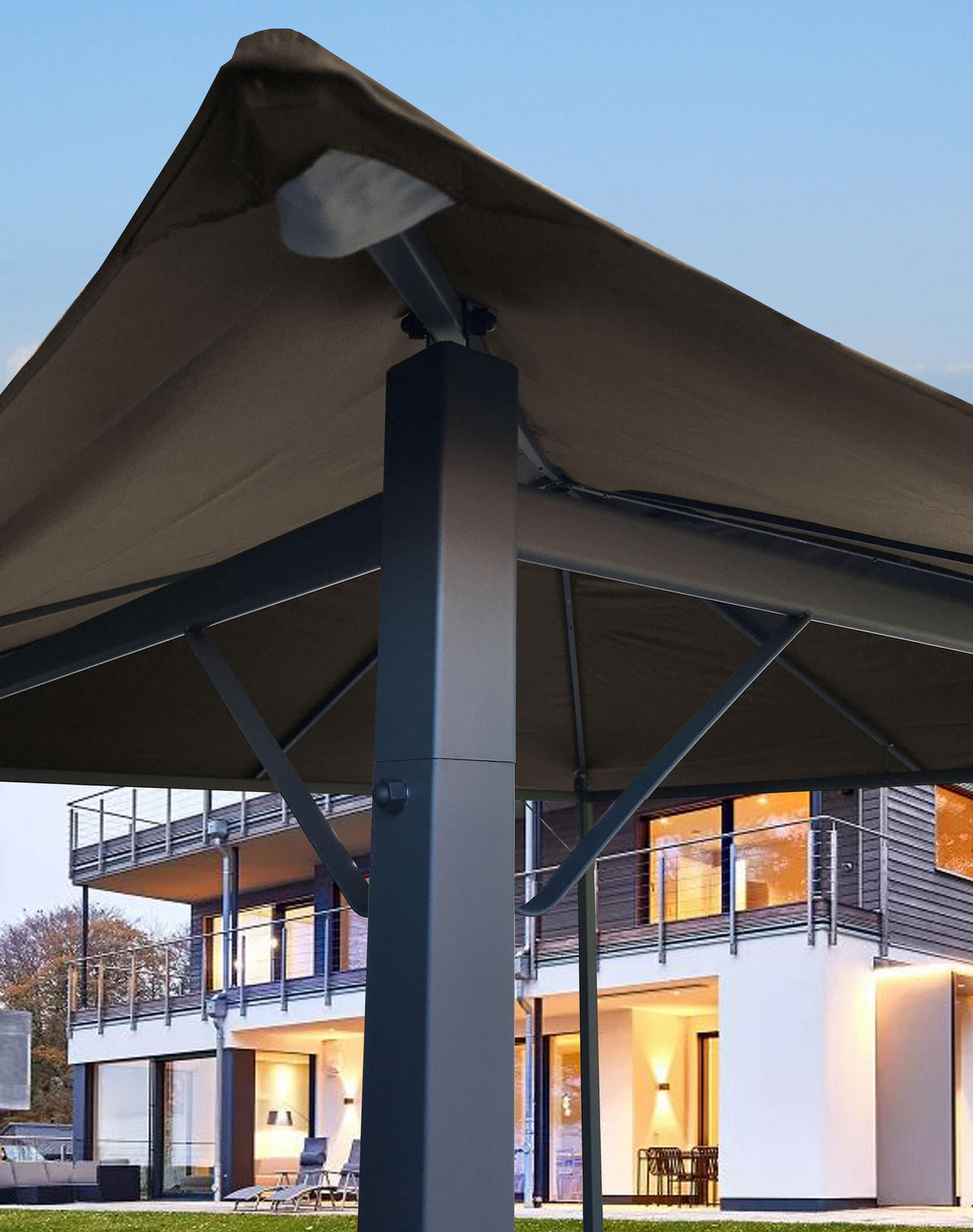 PAVILLON Nizza 3x3m Grau inkl. Seitenwand Set - Taupe, Metall (300/263/300cm) - QUICK STAR