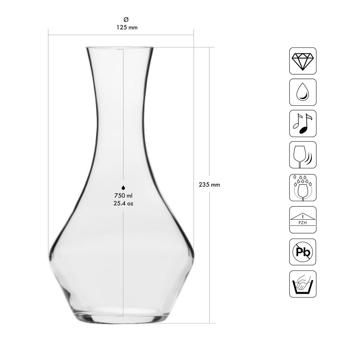 WEINDEKANTER, 1 Stk., 750 ml, Handgemacht - Transparent, Glas (0.75L) - Krosno Glass
