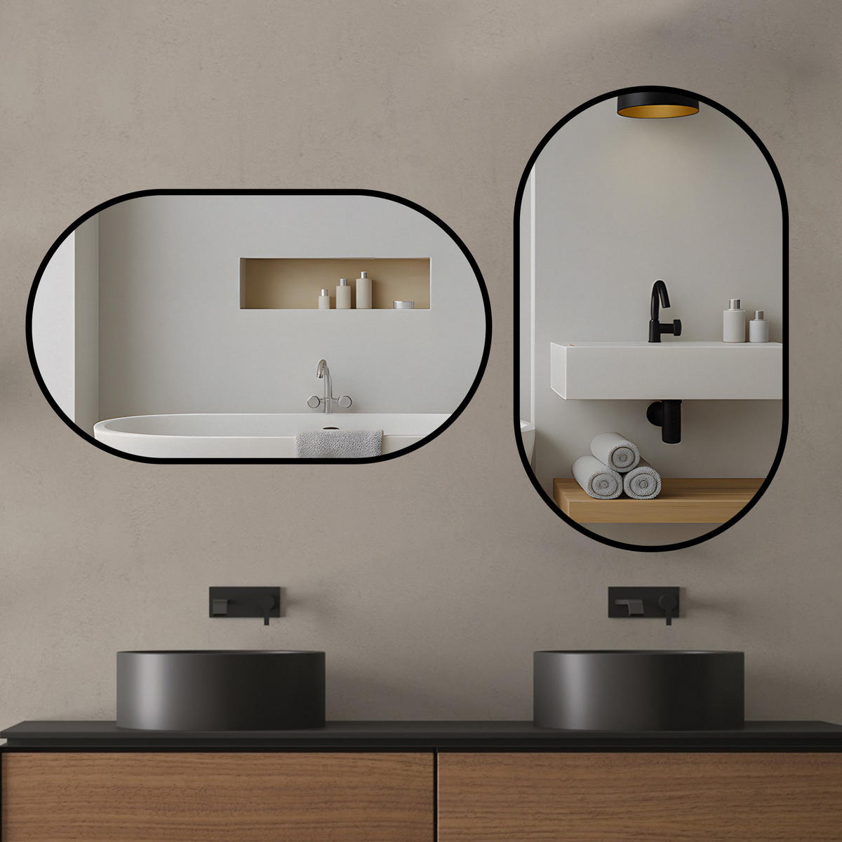 BADEZIMMERSPIEGEL 50x80x3cm Silber,horizontal/vertikal montierbar mit Explosionsschutzglas - Silberfarben, Glas (3/80/50cm) - Modfu