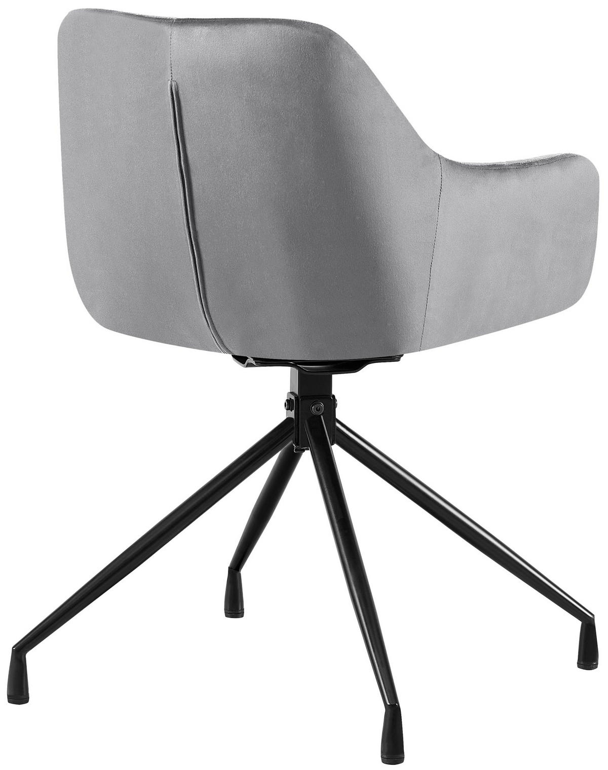 ARMLEHNENSTUHL 2er Set Samt Dunkelgrau - Dunkelgrau/Schwarz, Textil/Metall (58/81/58cm) - CLP