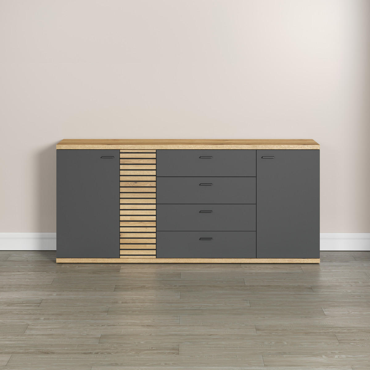 SIDEBOARD Norris Anthrazit - Anthrazit, Holzwerkstoff (186/85/42cm) - Trendteam