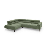 ECKSOFA MIT MOTORISCHEM SITZVORZUG DELIA Grün Cord - Schwarz/Grün, Textil/Metall (276/219cm) - KAWOLA