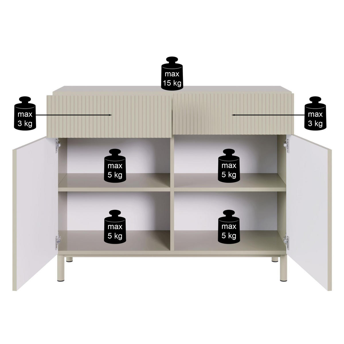 SIDEBOARD Veldio New Greige 100 cm - Taupe, Holzwerkstoff/Metall (99.8/80/38cm) - Selsey