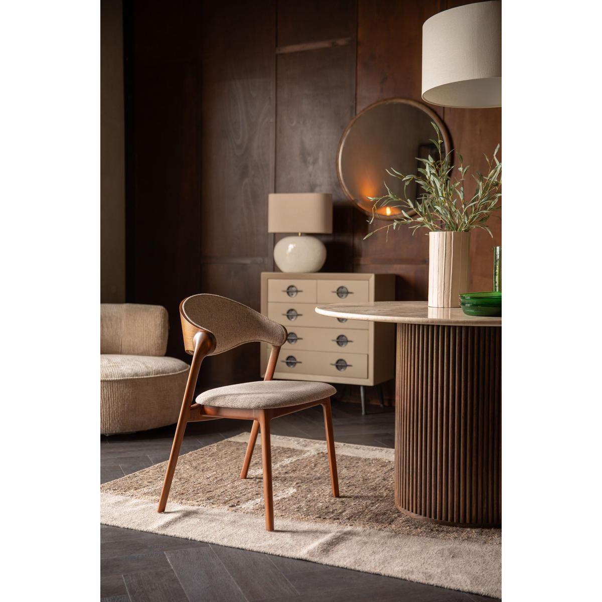 ESSZIMMERSTUHL Babington Walnussfarbe - 2 er Set - Beige, Holz (58/80.5/56.5cm) - Dutchbone