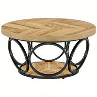 COUCHTISCH rund 80/80/42.5 cm 2 Ebenen Holz Stauraum modern - Hellbraun, Holz (80/80/42.5cm) - Kaket