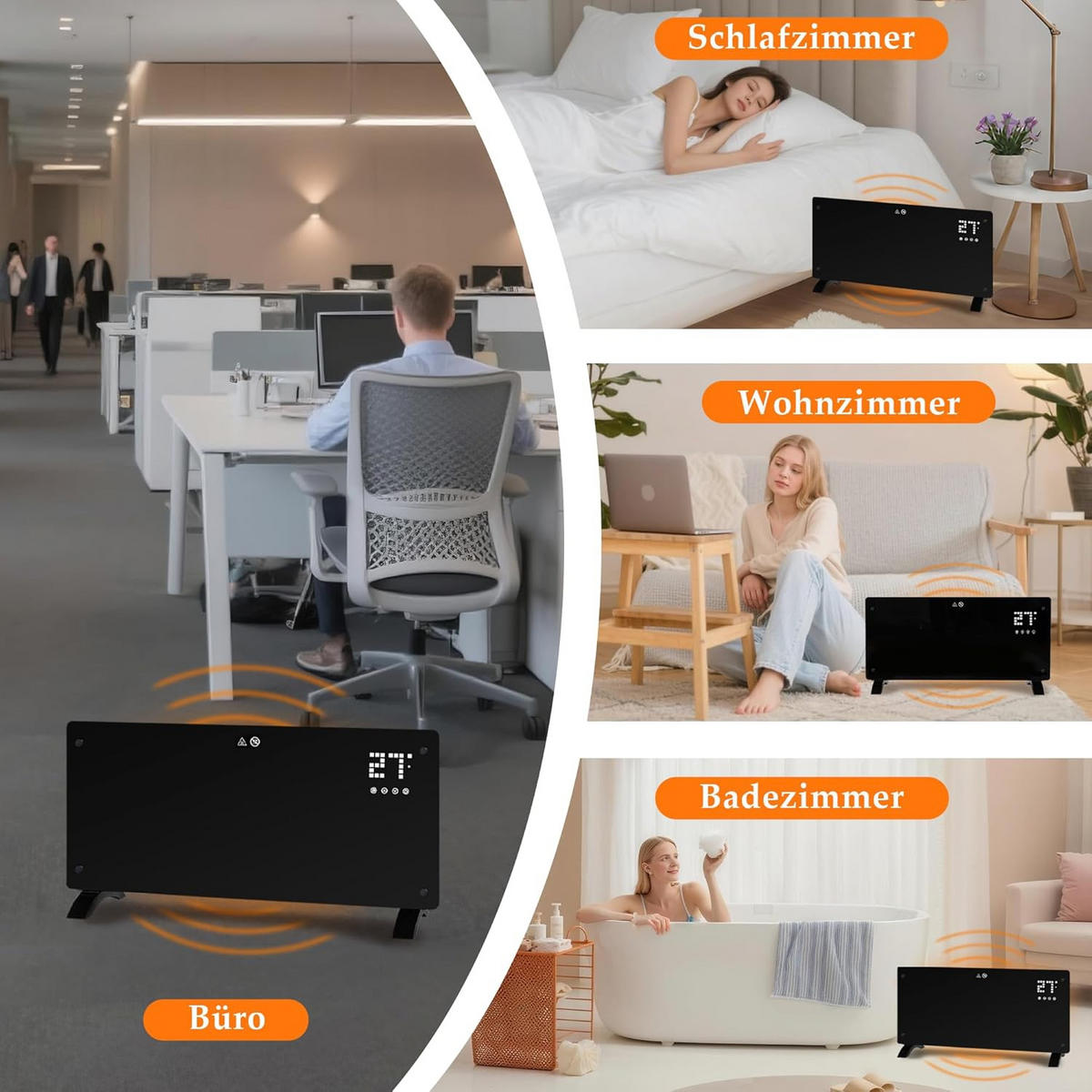 HEIZUNGSLÜFTER Hearthflow 22.5/85.0/43.5 cm - Schwarz, Metall (85/43.5/22.5cm) - ZMH