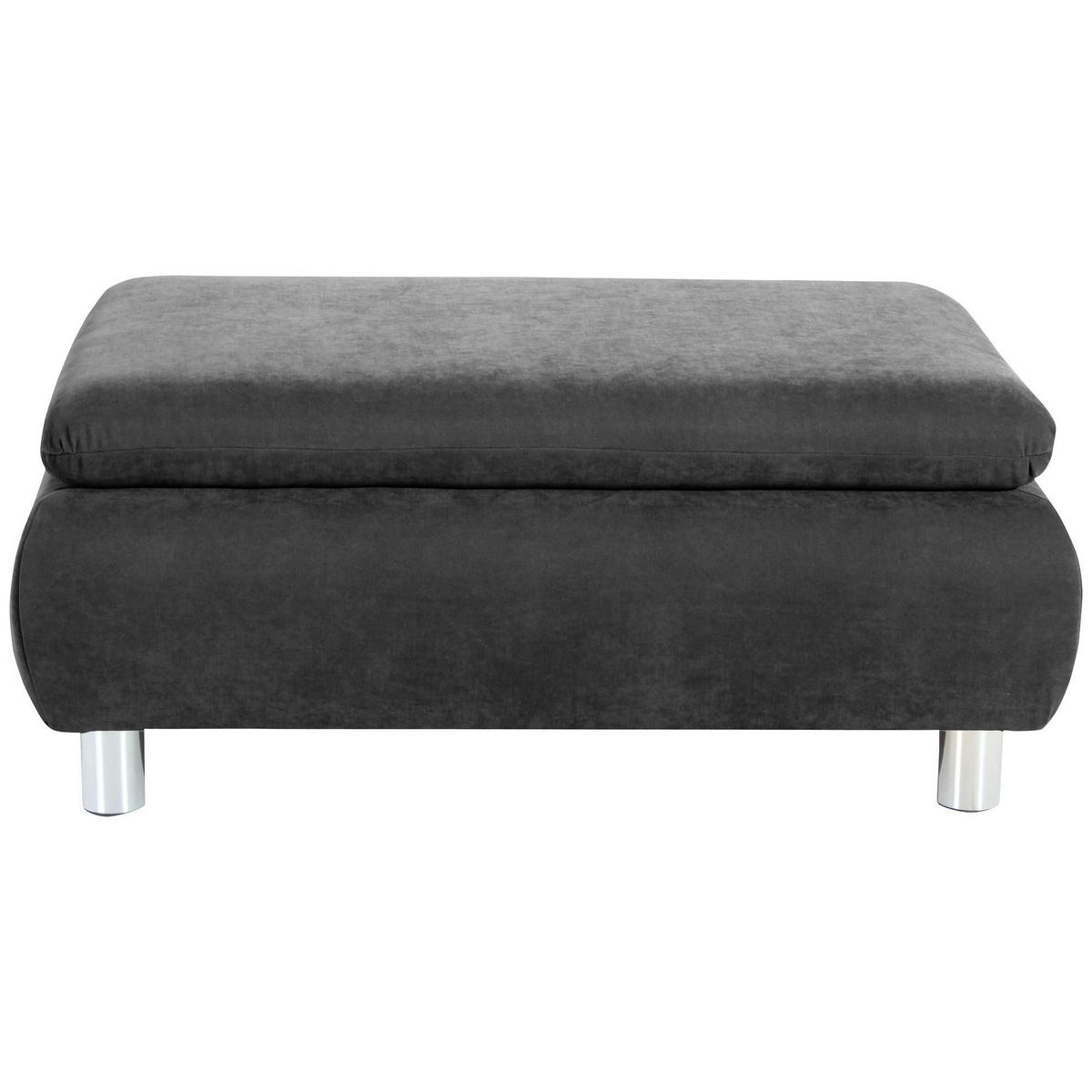 HOCKER Kaye Bezug Veloursstoff Metallfuß verchromt / anthrazit - Anthrazit, Kunststoff (90/43/60cm) - 58aufmkessel