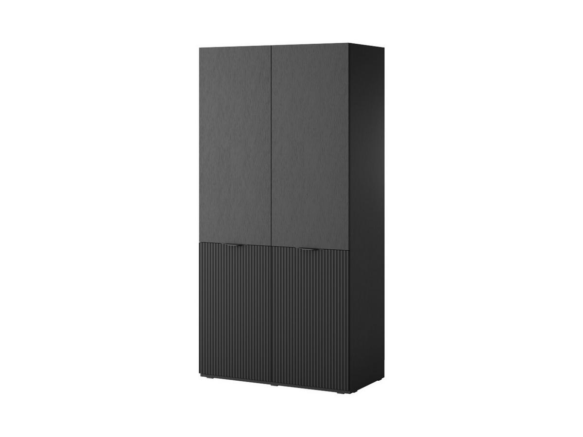 DREHTÜRENSCHRANK ATELIO 202/200/51 cm Modern Kleiderschrank 4-türig Schwarz - Schwarz, Holzwerkstoff (202/200/51cm) - MASSENO