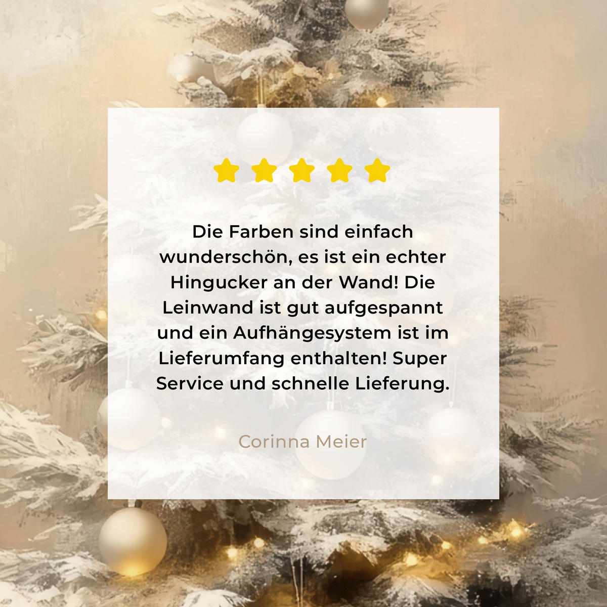 LEINWANDBILD Weihnachten - Weihnachtsbaum - Schnee - Kunst 50x50 cm - Champagner, Textil (50/50cm) - MuchoWow