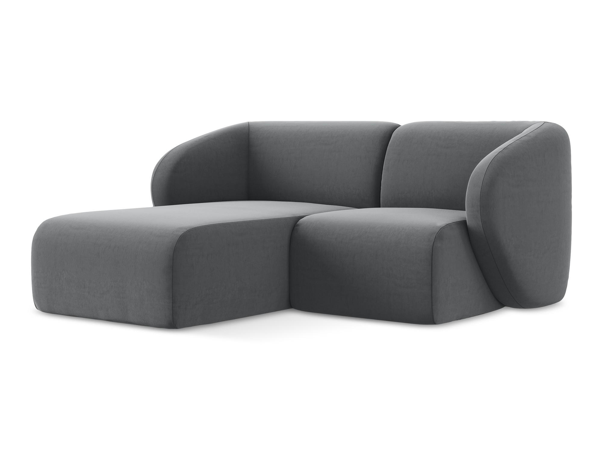 ECKSOFA Links Samt Stoff Grau - Edelstahlfarben/Schwarz, Holzwerkstoff/Kunststoff (178/166cm) - Makamii