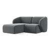 ECKSOFA Links Samt Stoff Grau - Edelstahlfarben/Schwarz, Holzwerkstoff/Kunststoff (178/166cm) - Makamii