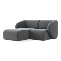 ECKSOFA Links Samt Stoff Grau - Edelstahlfarben/Schwarz, Holzwerkstoff/Kunststoff (178/166cm) - Makamii