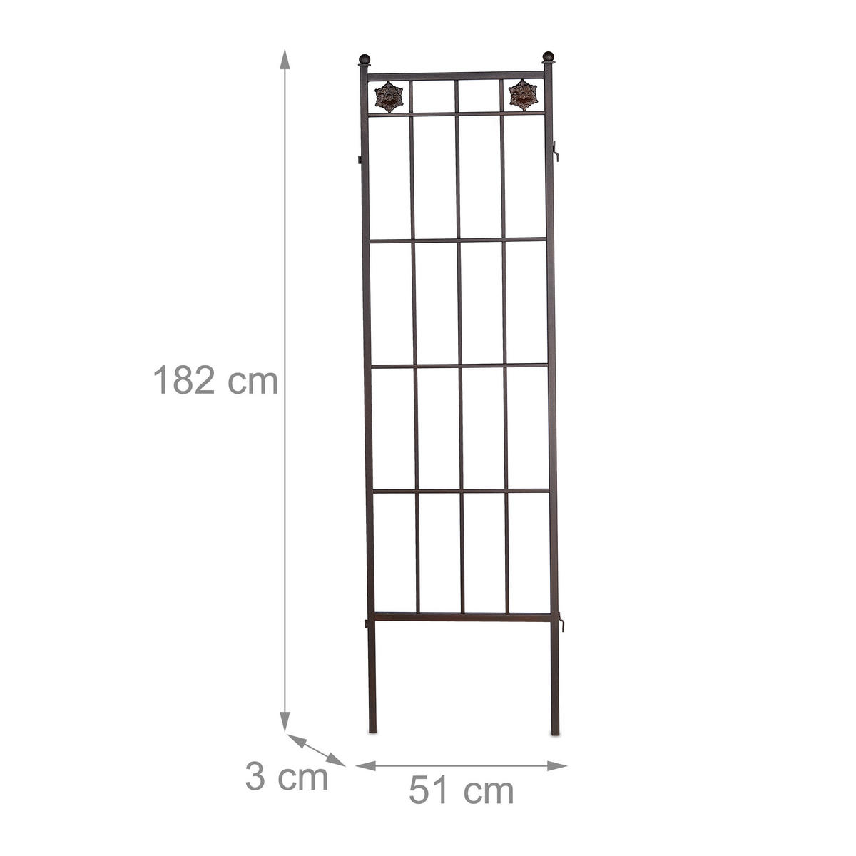2XRANKGITTER - Dunkelbraun, Metall (51/182/3cm) - Relaxdays