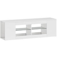 NÍZKÁ komoda z dřevotřísky a skla, 140/42,5 cm bílý, pro TV do 65 palců - bílá, sklo (140/42.5/35cm) - BEAOK