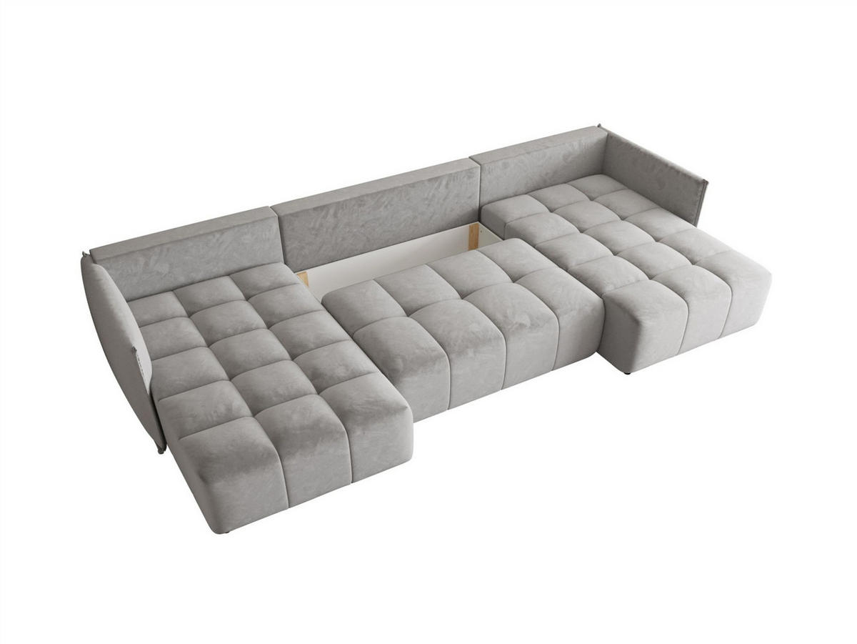 WOHNLANDSCHAFT Treviso - Hellgrau, Holzwerkstoff/Textil (342/88/185cm) - Fun Möbel