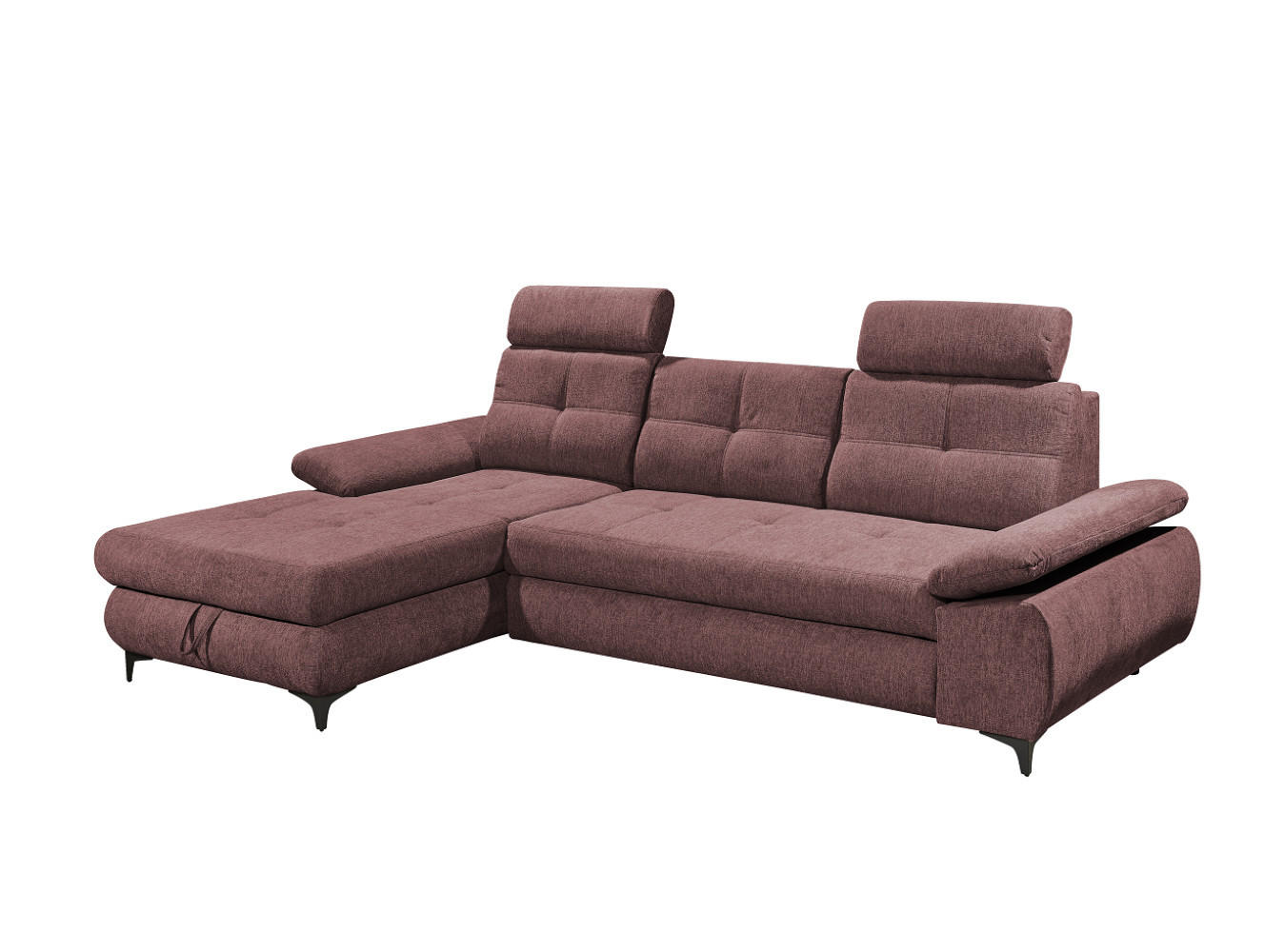 ECKSOFA mit Schlaffunktion und Bettkasten - Schwarz/Rosa, Kunststoff/Textil (274/177cm) - ed exciting design