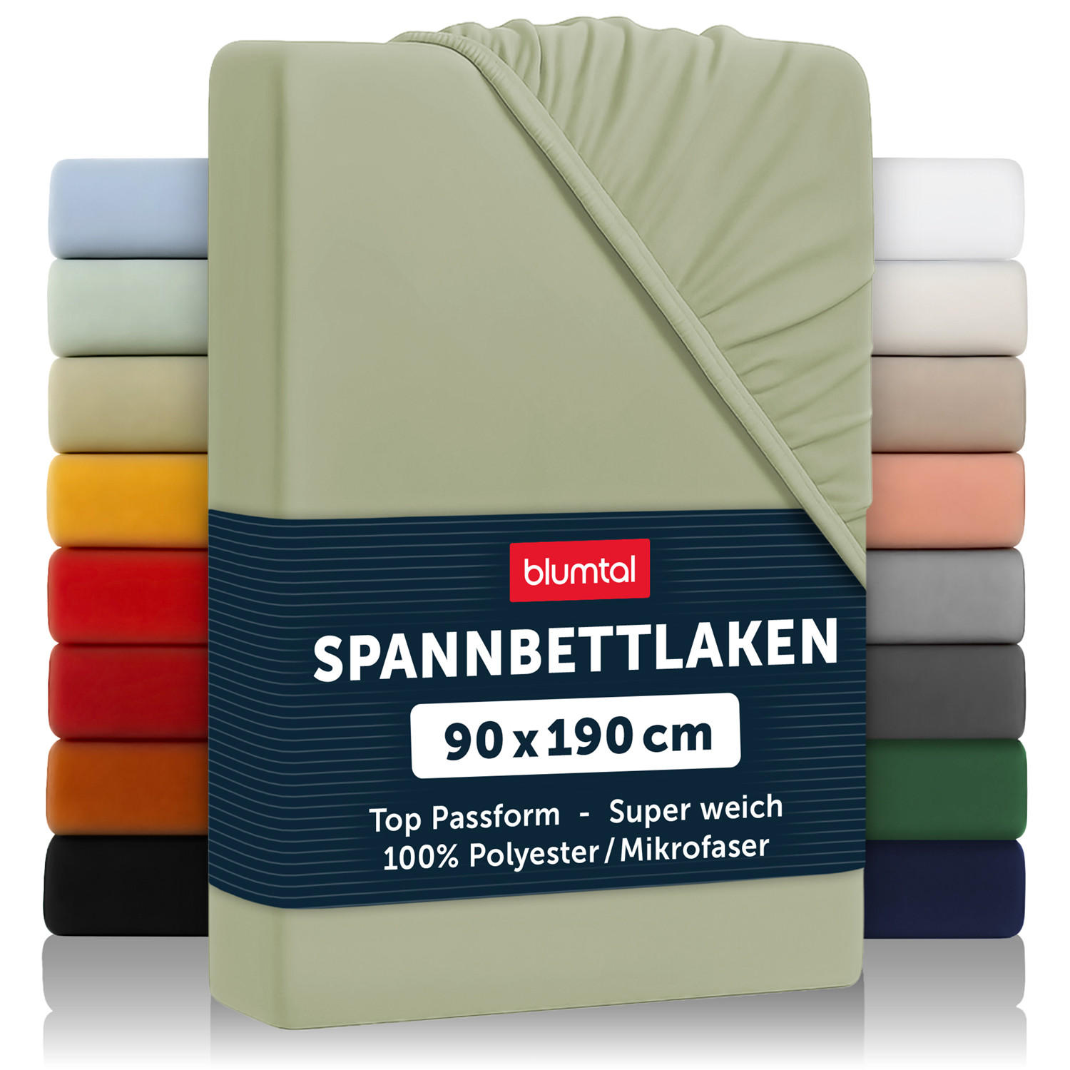 SPANNBETTLAKEN 2er-Set 90/190/30 cm Olivgrün - Olivgrün, Textil (90/190cm) - Blumtal