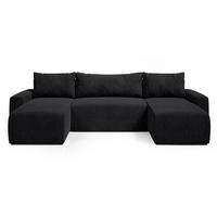 WOHNLANDSCHAFT Plush mit Schlaffunktion Schwarz Cord - Schwarz, Kunststoff/Textil (315/72/145cm) - Bromarkt