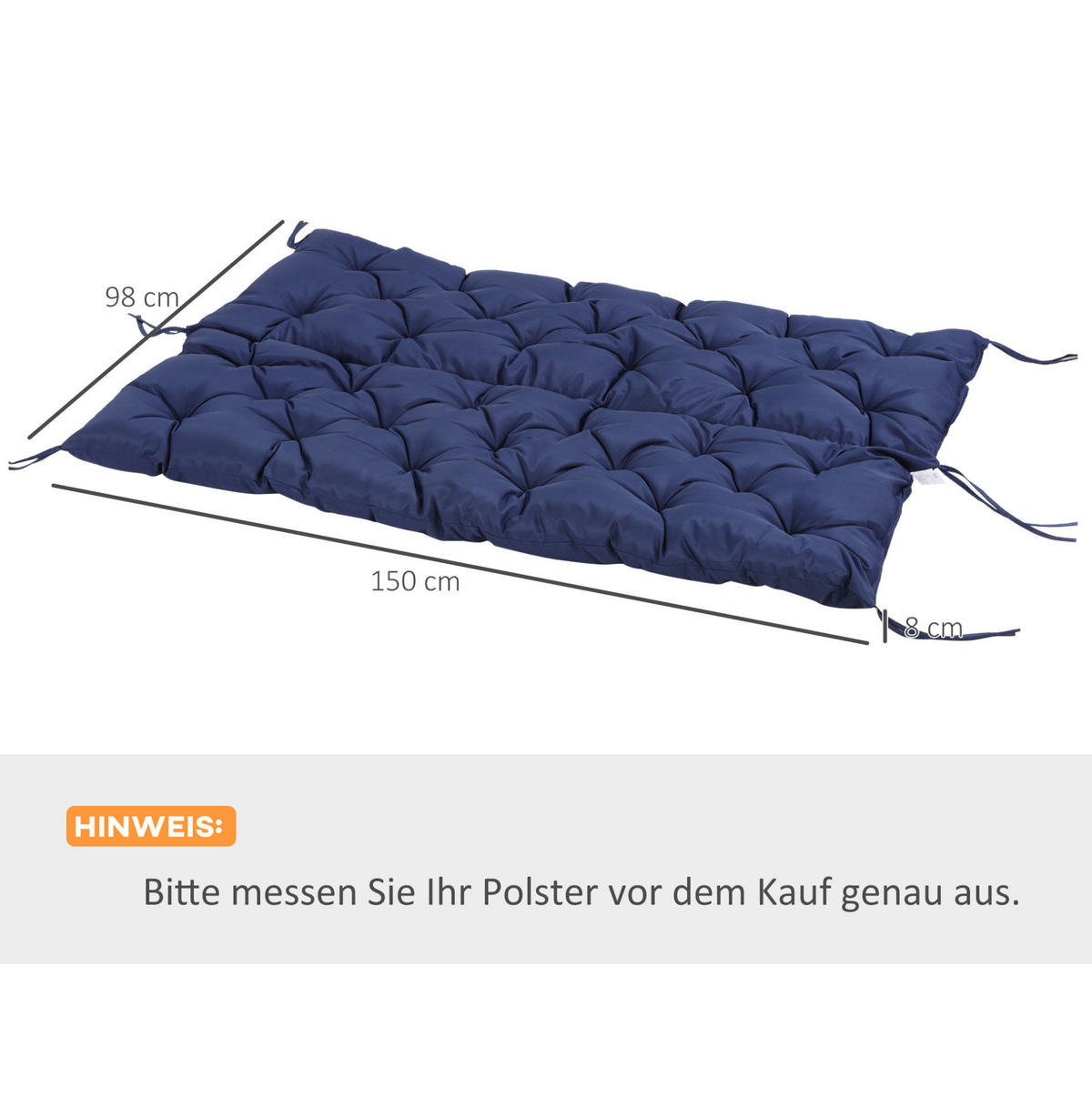 BANKAUFLAGE aus Polyester 150x98x8 cm in Blau mit 6 Bändern - Blau, Textil (98/8/150cm) - Modfu