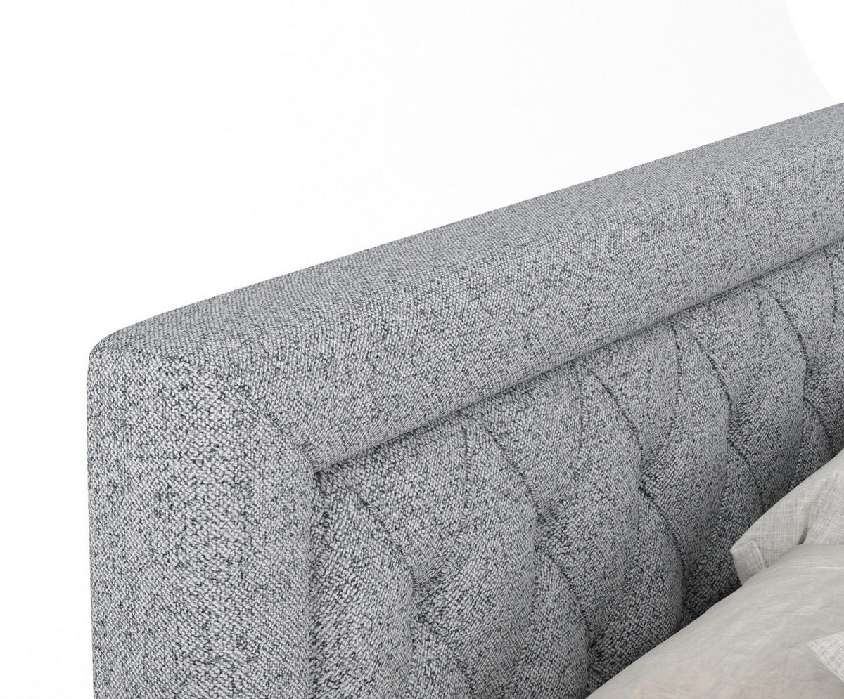 BOXSPRINGBETT Lavello Grau 140/200 cm mit Latex-Topper - Silberfarben/Grau, Holz/Holzwerkstoff (140/200cm) - Maison de Reve