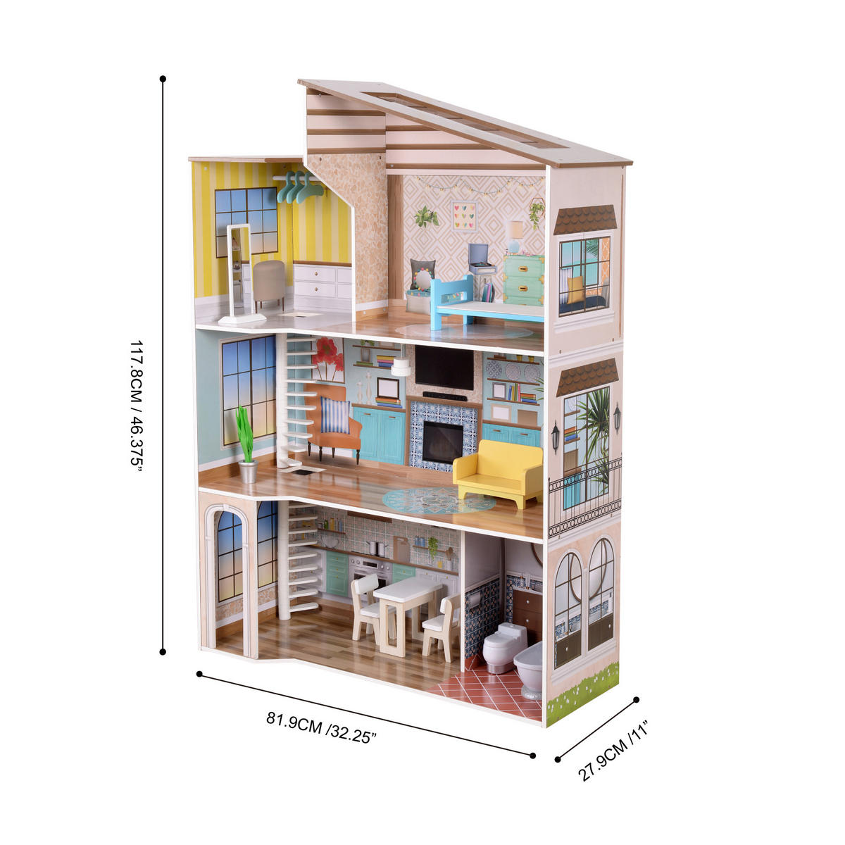 PUPPENHAUS, Mehrfarbig, 118cm - Multicolor, Holz (82/118/28cm) - Teamson Kids