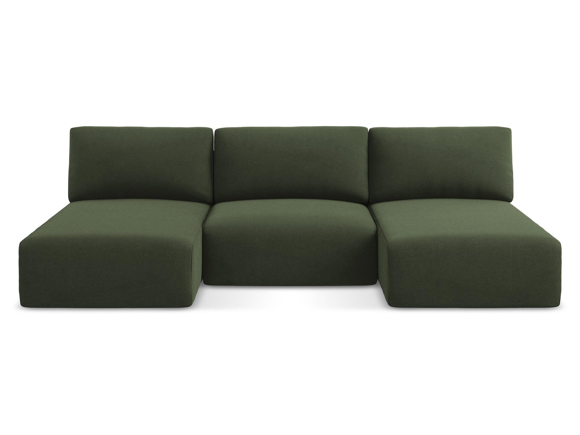 WOHNLANDSCHAFT Strukturstoff Stoff Grün - Blau/Schwarz, Kunststoff/Textil (304/79/149cm) - Makamii