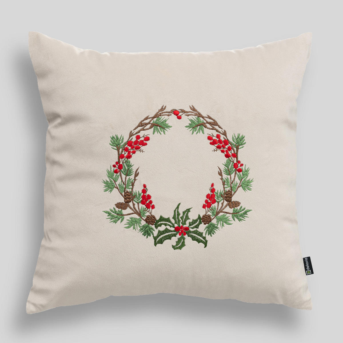 KISSENHÜLLE Winter Wreath 43x43 cm - Beige, Textil (43/1cm) - Dekoria