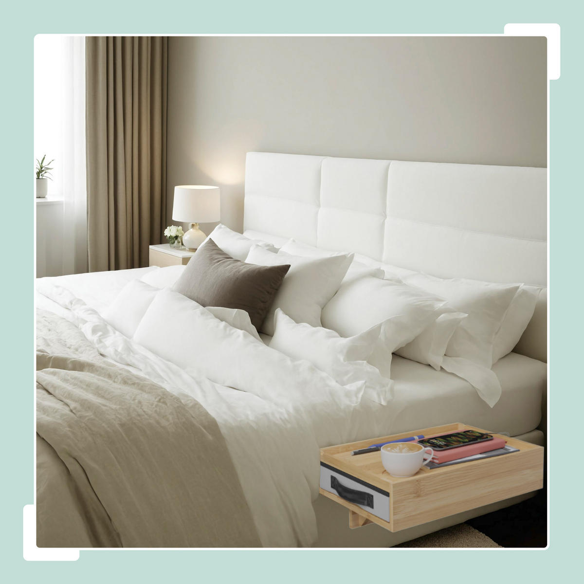 2XNACHTTISCH - Hellbraun, Holz/Textil (37/14/26.5cm) - Relaxdays