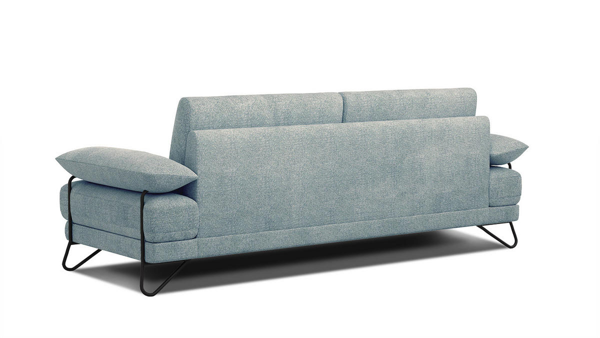 SOFA LORI 3-Sitzer, mintgrün - Schwarz/Mintgrün, Holzwerkstoff/Textil (245/87/96cm) - Courtois Laville