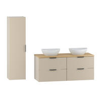 BADMÖBEL 120.6cm Astrid 2er-Set Kaschmir und Holz - Beige, Holzwerkstoff (120.6/52.2/46.5cm) - Petits-meubles