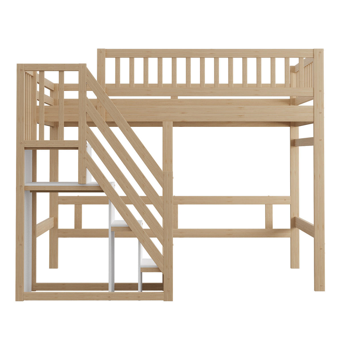 HOCHBETT aus Kiefernholz 140x200 cm Natur mit Stauraumtreppe - Naturfarben, Holz (140/200cm) - IVMEU