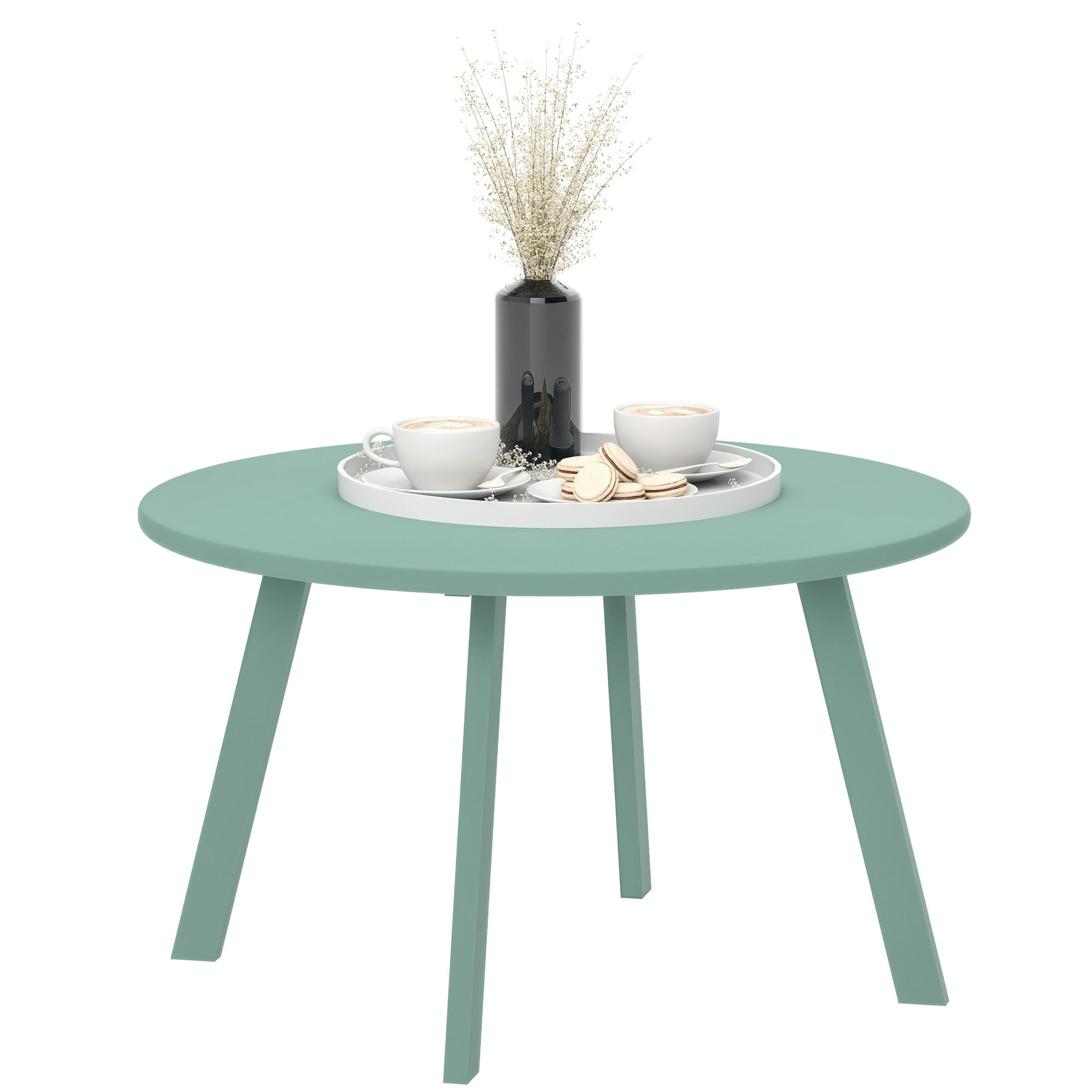 GARTENBEISTELLTISCH DE-14128 rund Ø70 cm, rutschfest Grün - Grün, Metall (70/70/42cm) - ComfortXL
