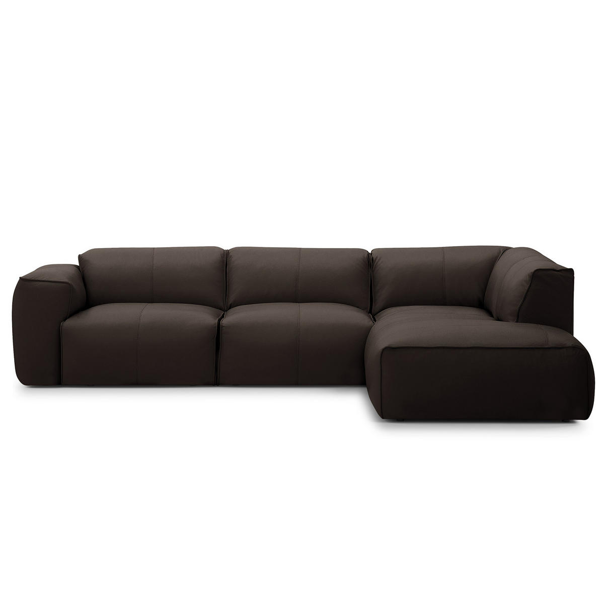 3-SITZER ECKSOFA mit Recamiere - Dunkelbraun/Schwarz, Leder/Kunststoff (295/231cm) - home24