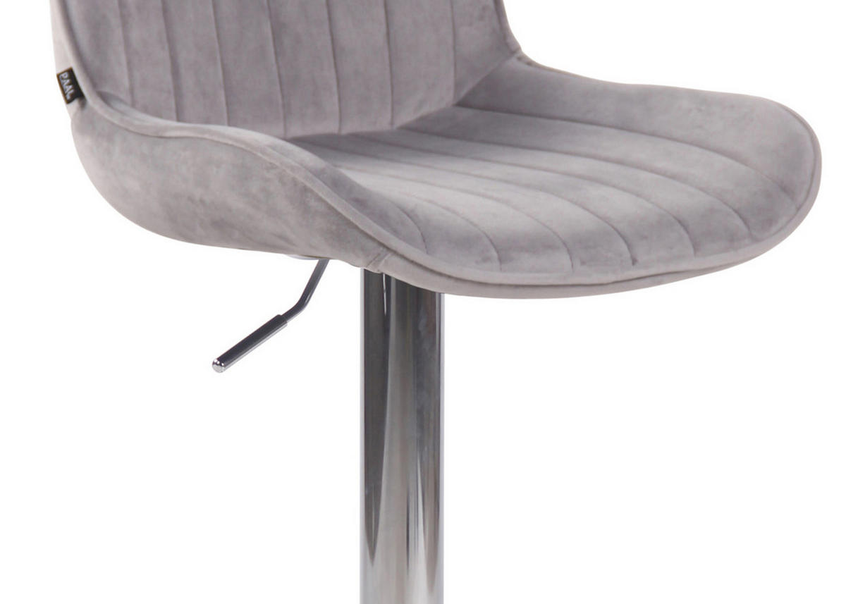 BARHOCKER Lento Gestell Metall in Chromoptik Samt Grau - Chromfarben/Grau, Textil/Metall (50/108/50cm) - TPFLiving