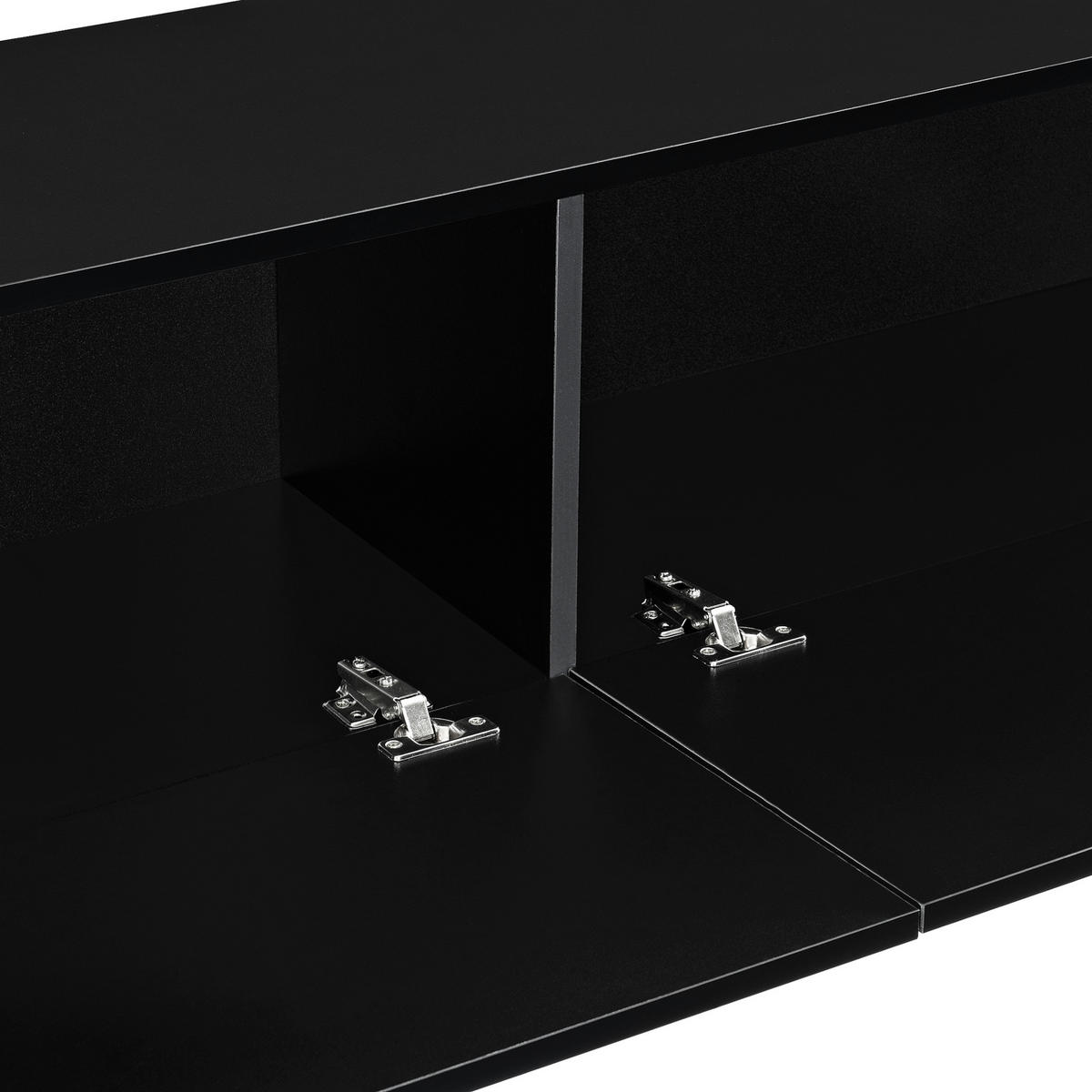 HÄNGELOWBOARD Evaton - Schwarz Hochglanz, Holzwerkstoff (140/30/33cm) - [en.casa]