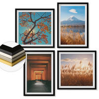 WANDBILDER 4er-Set - 50x50 cm & 40x60 cm Schwarzer Rahmen - Japanische Naturlandschaften - Schwarz, Kunststoff (50/50cm) - ArtPrintCave