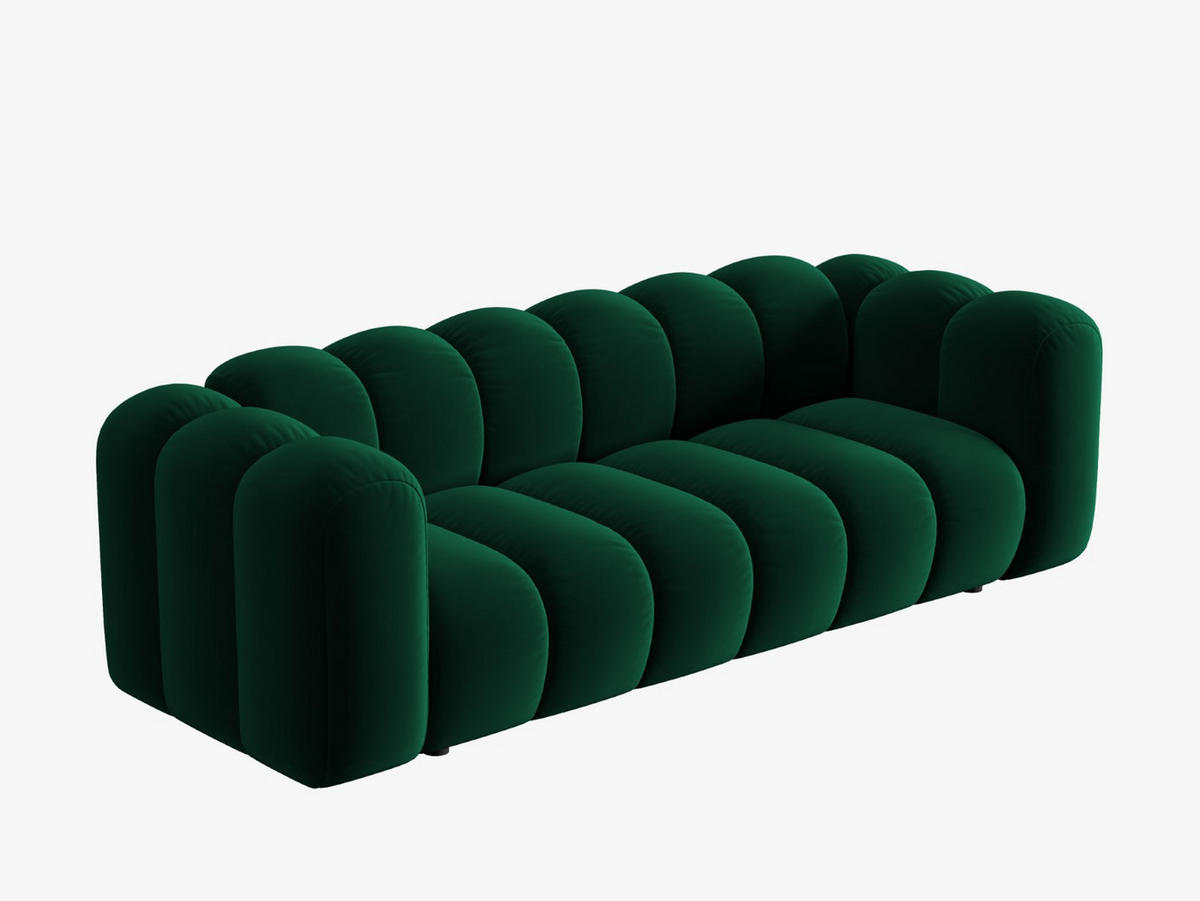 SOFA Lupine aus Samt flaschengrün 3 Sitzplätze - Dunkelgrün, Textil (95/70/230cm) - Micadoni
