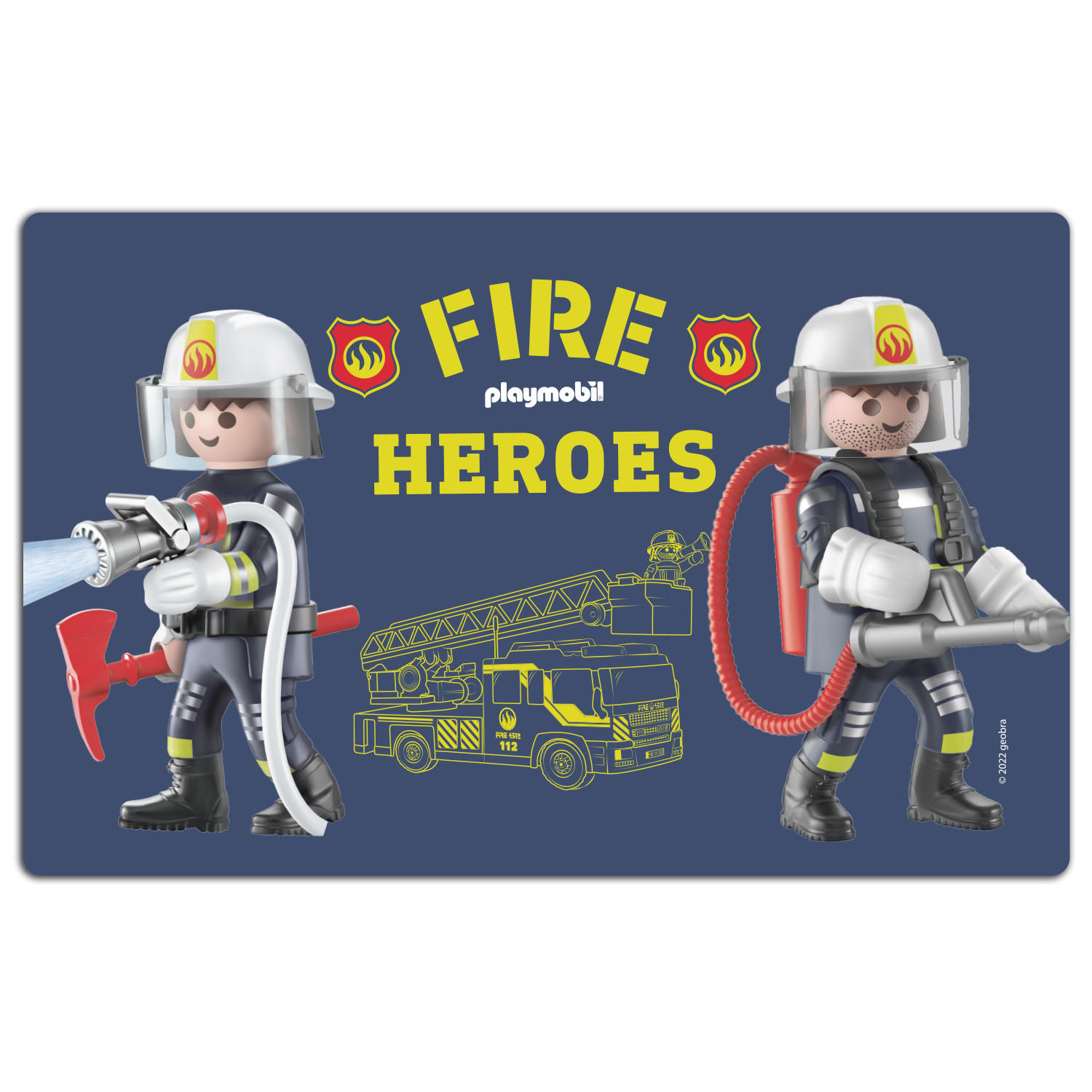 BRETTCHEN Playmobil City Action Feuerwehr Blau 14,5 x 23,5 cm - Blau, Kunststoff (14.5/23.5cm) - Playmobil