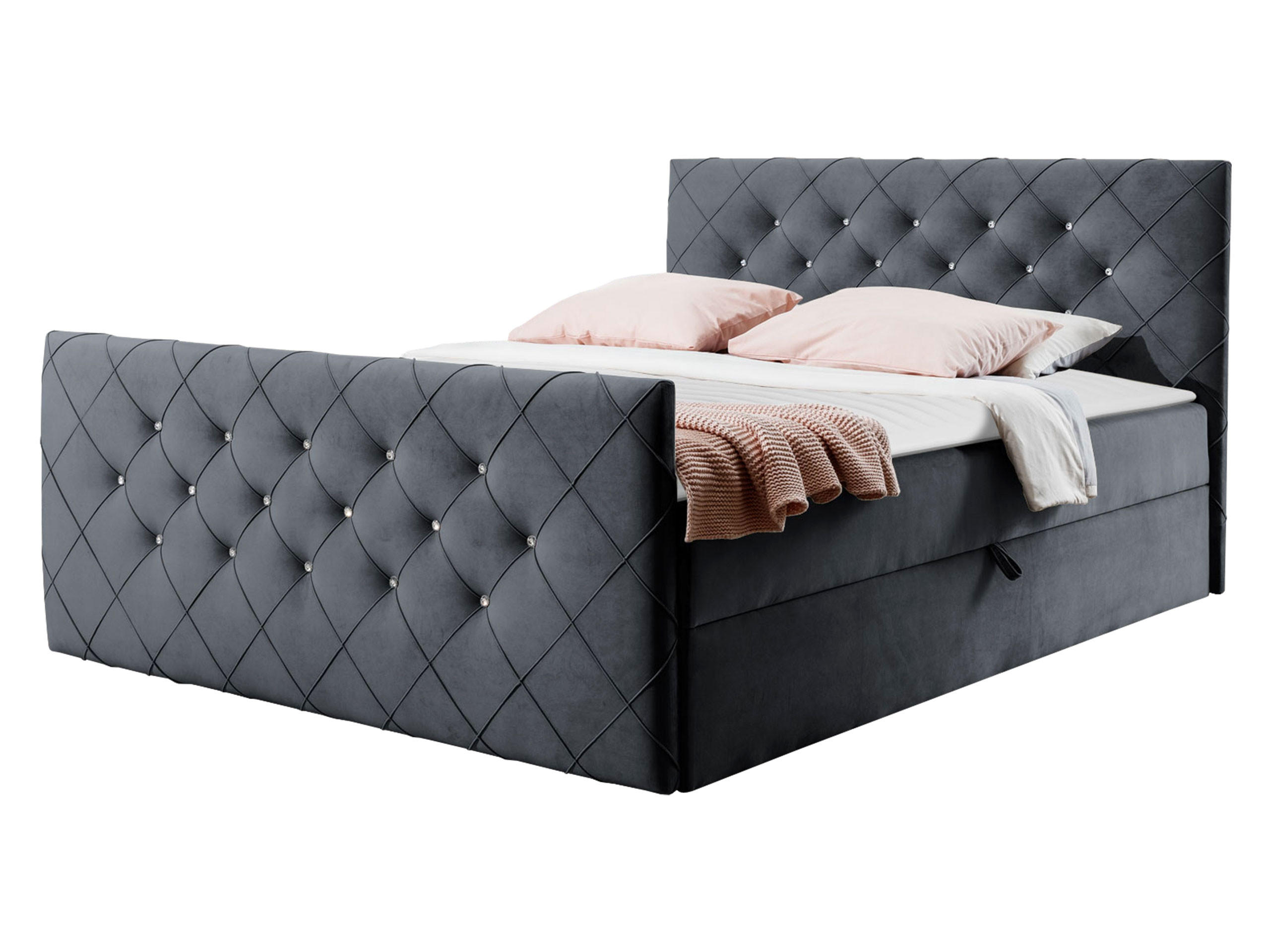 Mirjan24 Boxbett Dunkelgrau 120x200 cm