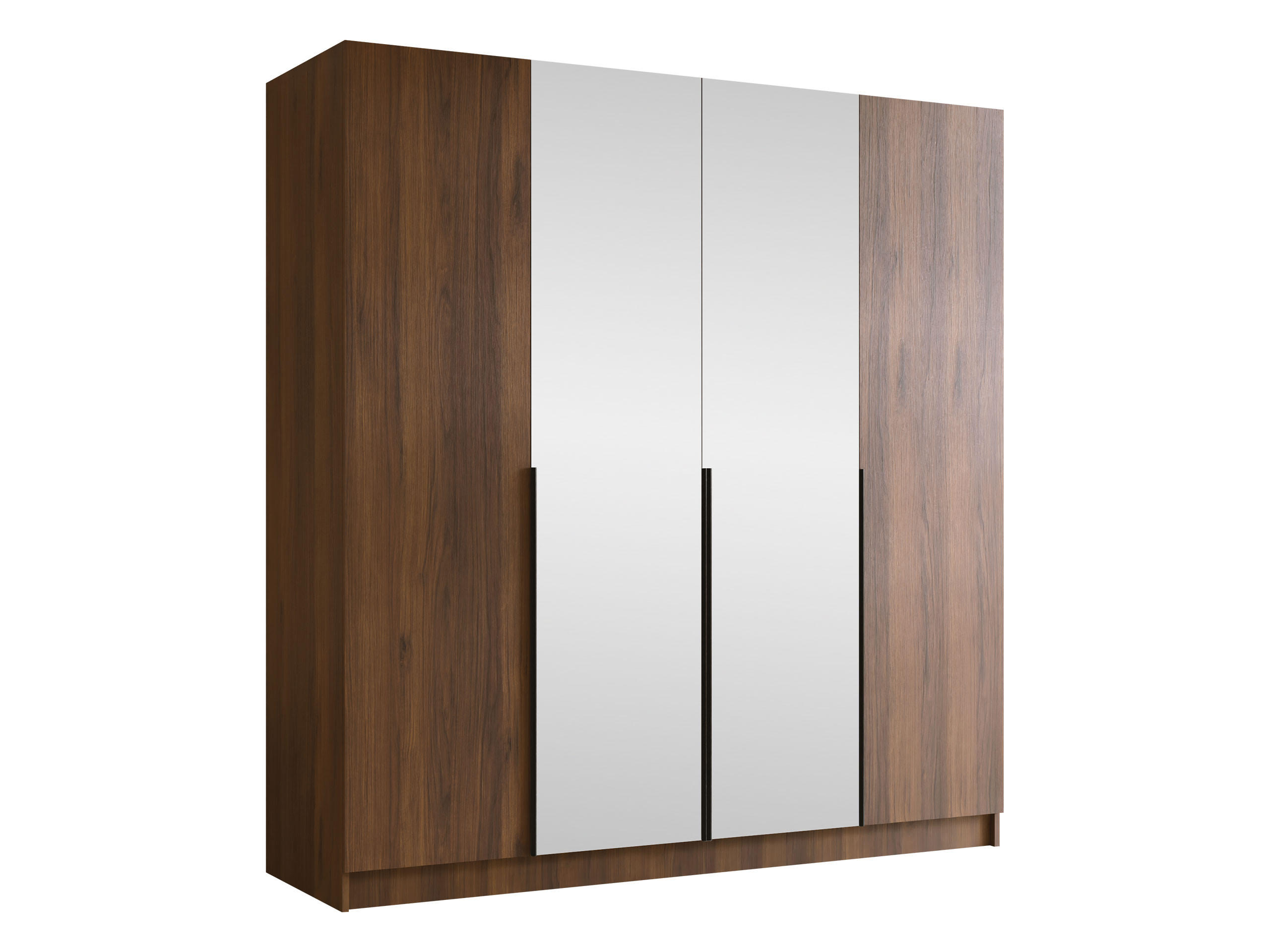 KLEIDERSCHRANK Santi II - Nussbaumfarben/Schwarz, Holzwerkstoff/Metall (200/215/58cm) - MIRJAN24