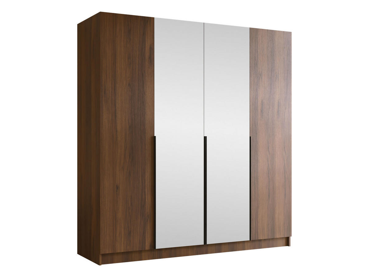 KLEIDERSCHRANK Santi II - Nussbaumfarben/Schwarz, Holzwerkstoff/Metall (200/215/58cm) - MIRJAN24