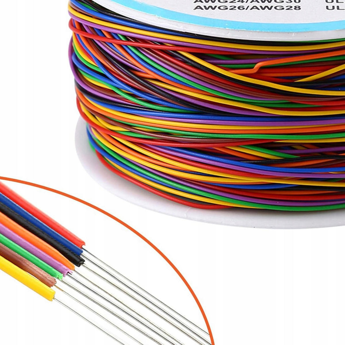 KABEL Kynar - 200 m, Litze Ø 0,25 mm AWG 30, Außendurchmesser 0,6 mm, verzinntes Kupfer, 300 V, -60 bis 105 °C - Multicolor, Kunststoff/Metall (10/10/10cm)