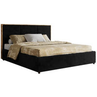 POLSTERBETT LERIO CLASSIC 160/200 - Schwarz Plüsch - Multipocket-Matratze - Schwarz, Textil (160/200cm) - MKS