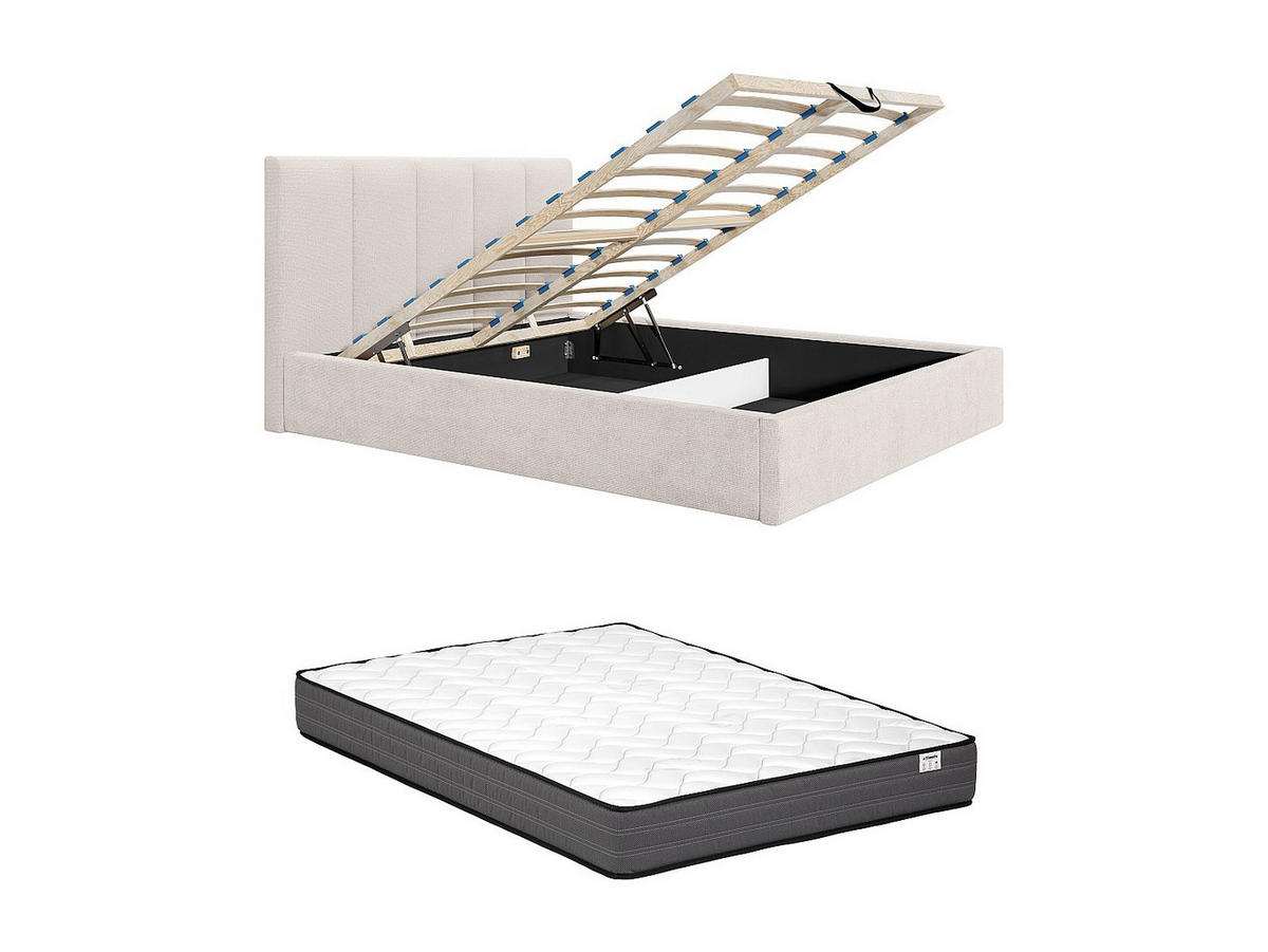 BETT mit Bettkasten - 2 -Sitzer - Polyester - beige - KILACLO - Beige, Textil (203/153cm) - Vente-Unique