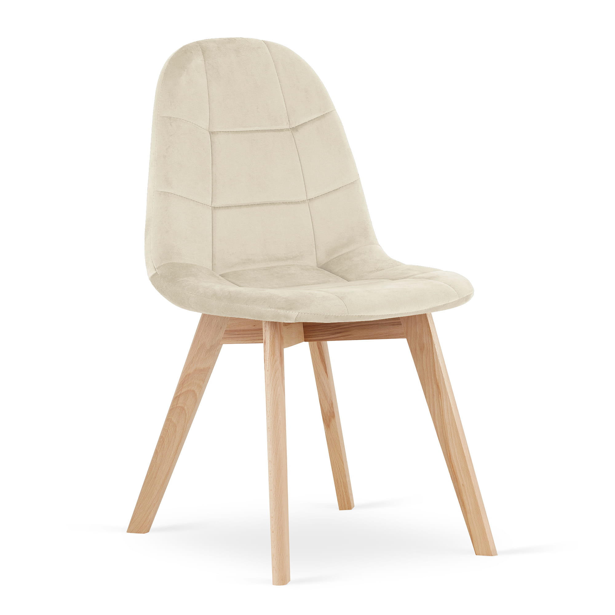 STUHL SORANO 1 Stück, Beige, mit Samtstoff gepolstert - Beige, Holz/Textil (45/82/54cm) - Komodee