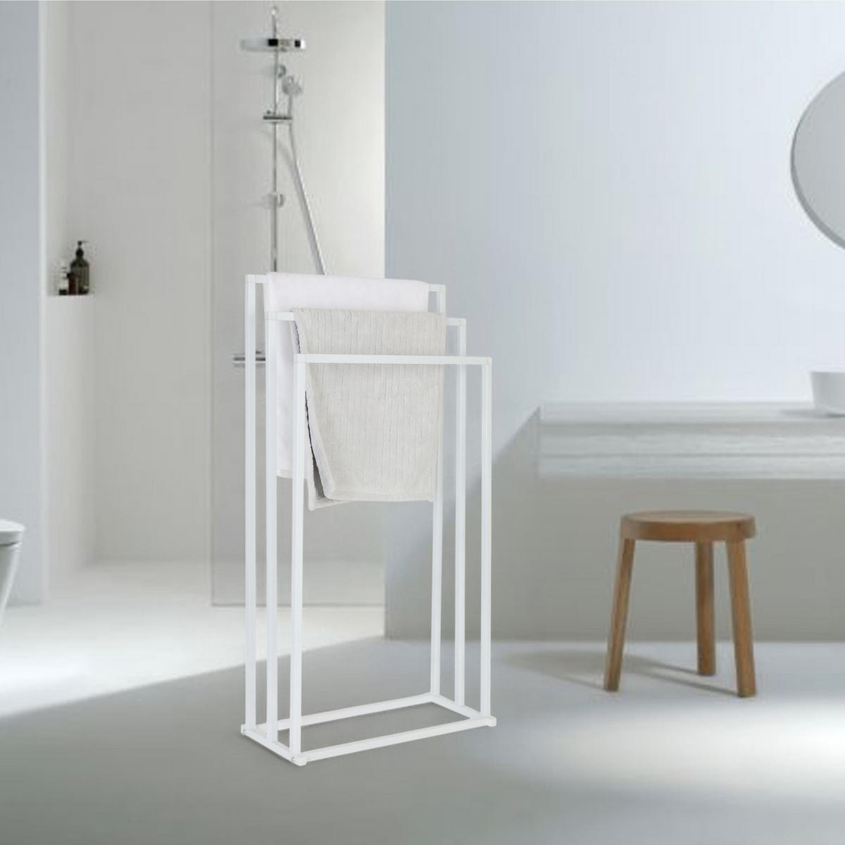 HANDTUCHSTÄNDER - Weiß, Metall (44/84/21.5cm) - Relaxdays