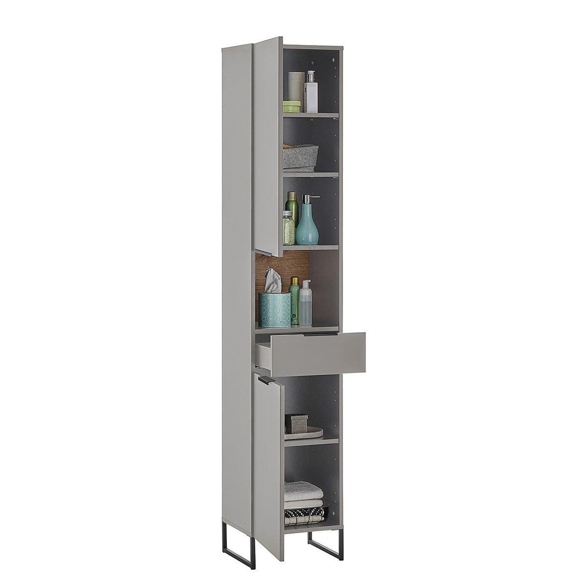 HOCHSCHRANK mit 2 Türen - Grau, Holzwerkstoff (38/195/32cm) - home24